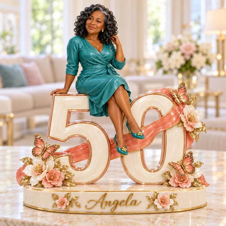 Personalized Coral Ribbon Custom Shaped Acrylic Plaque, Custom Portrait 18th 21st 30th 40th 50th 60th Birthday Gift for Wife, Girlfriend, Mom, Grandma, Daughter, Sister, Best Friend