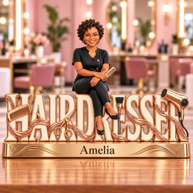 Personalized Custom Photo Hairdresser Custom Shaped Acrylic Plaque - Gift for Women