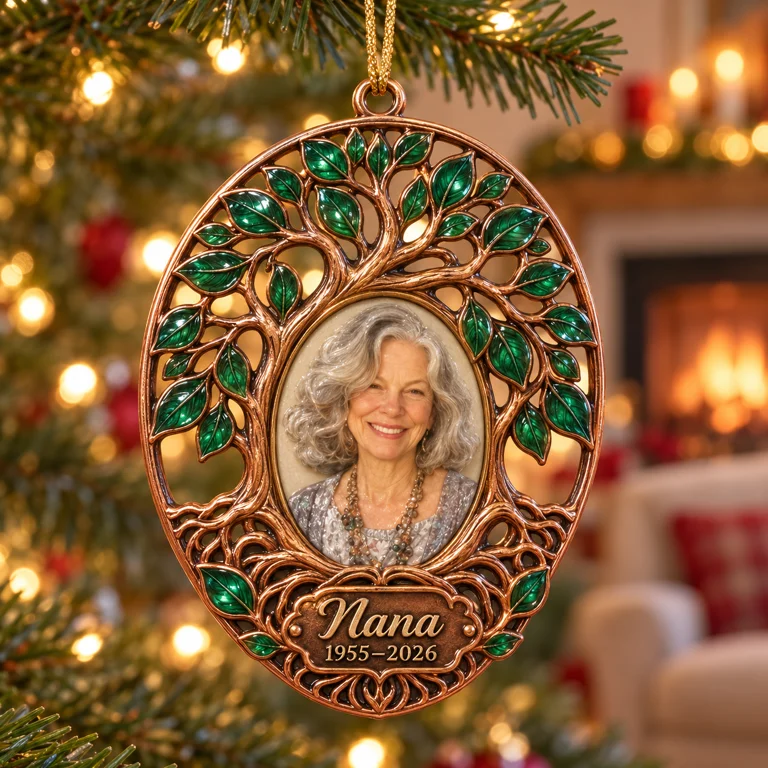 Personalized Custom Photo Tree of Life Memorial 3D Christmas Ornament - Grandmother Remembrance Keepsake