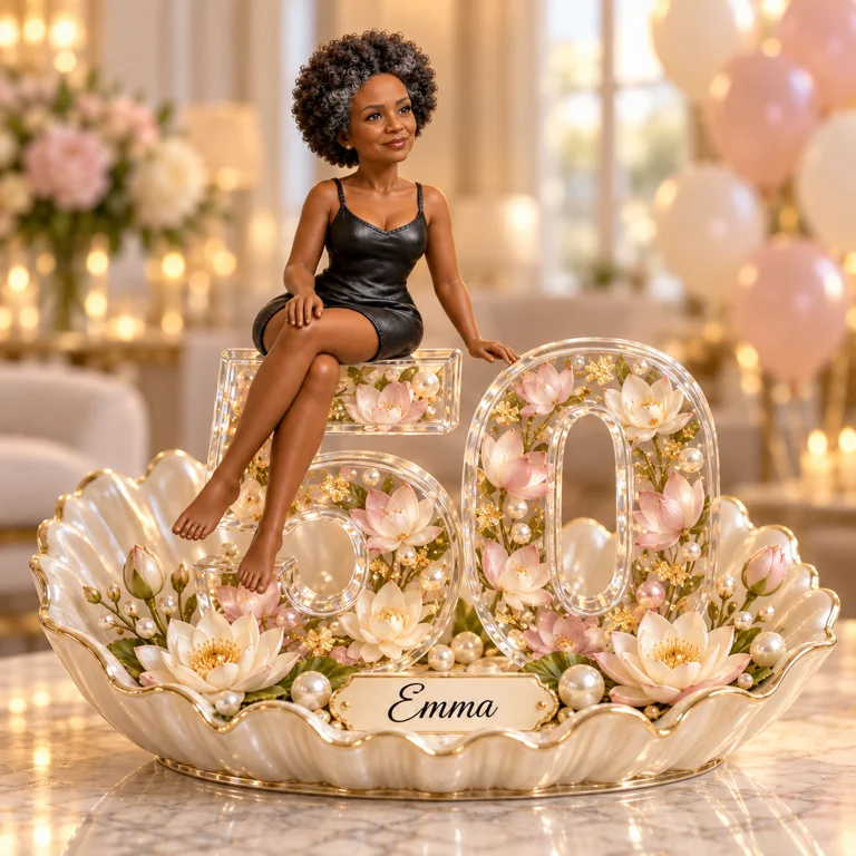 Plaque Acrylique Personnalisée en Forme de Lotus - Cadeau d'Anniversaire pour Femme