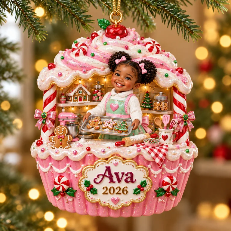 Personalized Custom Photo Christmas Baking 3D Ornament - 2026 Christmas Gift for Little Girls
