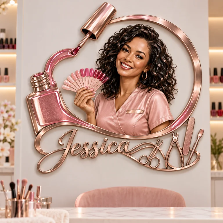 Personalized Custom Photo Nail Artist 3D Cut Metal Sign - Gift for Women
