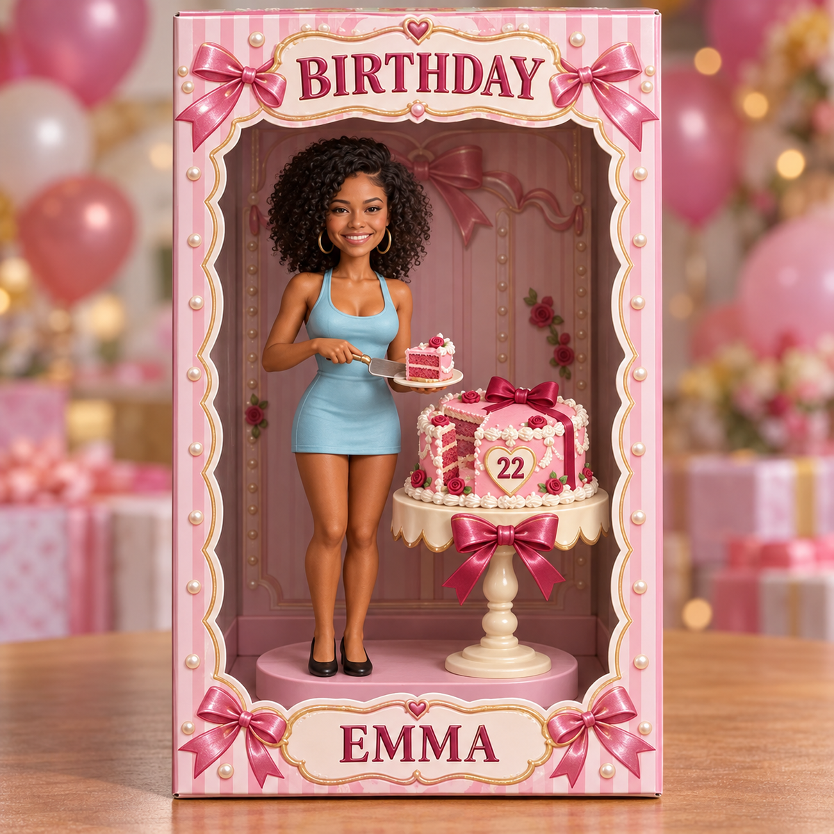 Personalized Birthday Portrait Display Box - Photo Figure with Name and Age