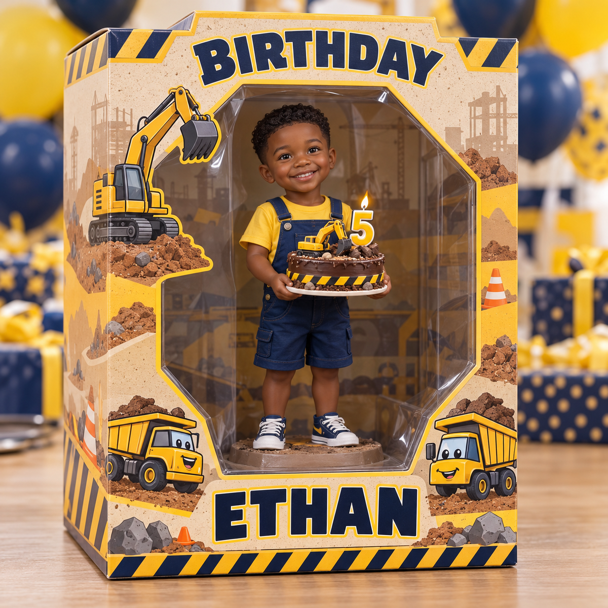 Personalisierte Foto-Acryl-Displaybox - 5. Geburtstag Geschenk für Jungen