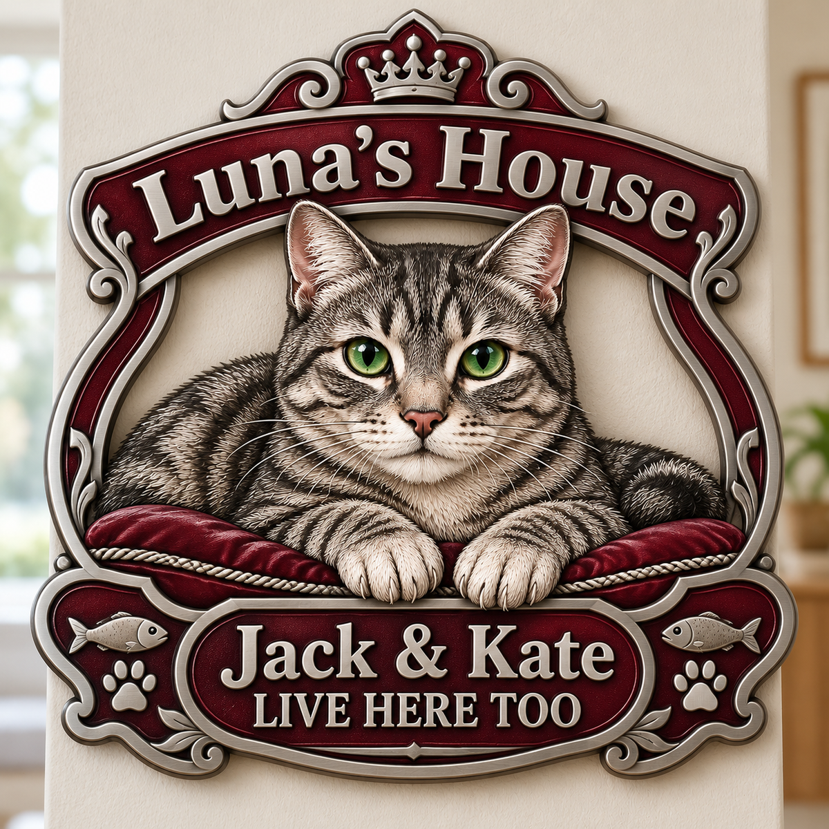 Personalized Custom Photo Cat 3D Cut Metal Sign - Cat Lover Gift for Home Decor