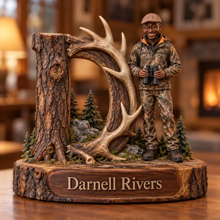 Personalisierte Jagd-Monogramm Holztafel mit Foto und Namen