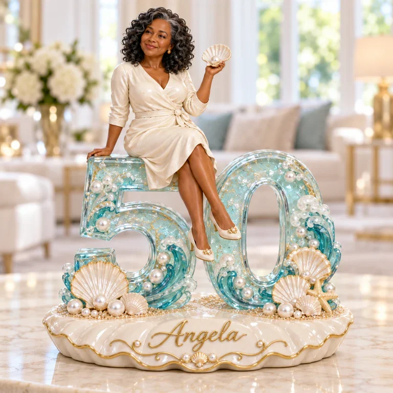 Personalized Custom Photo Seashell Custom Shaped Acrylic Plaque - 50th Birthday Gift for Women