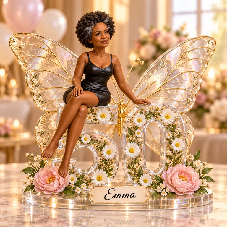 Personalisierte Foto Schmetterling Acrylplakette - 50. Geburtstag Geschenk für Frauen