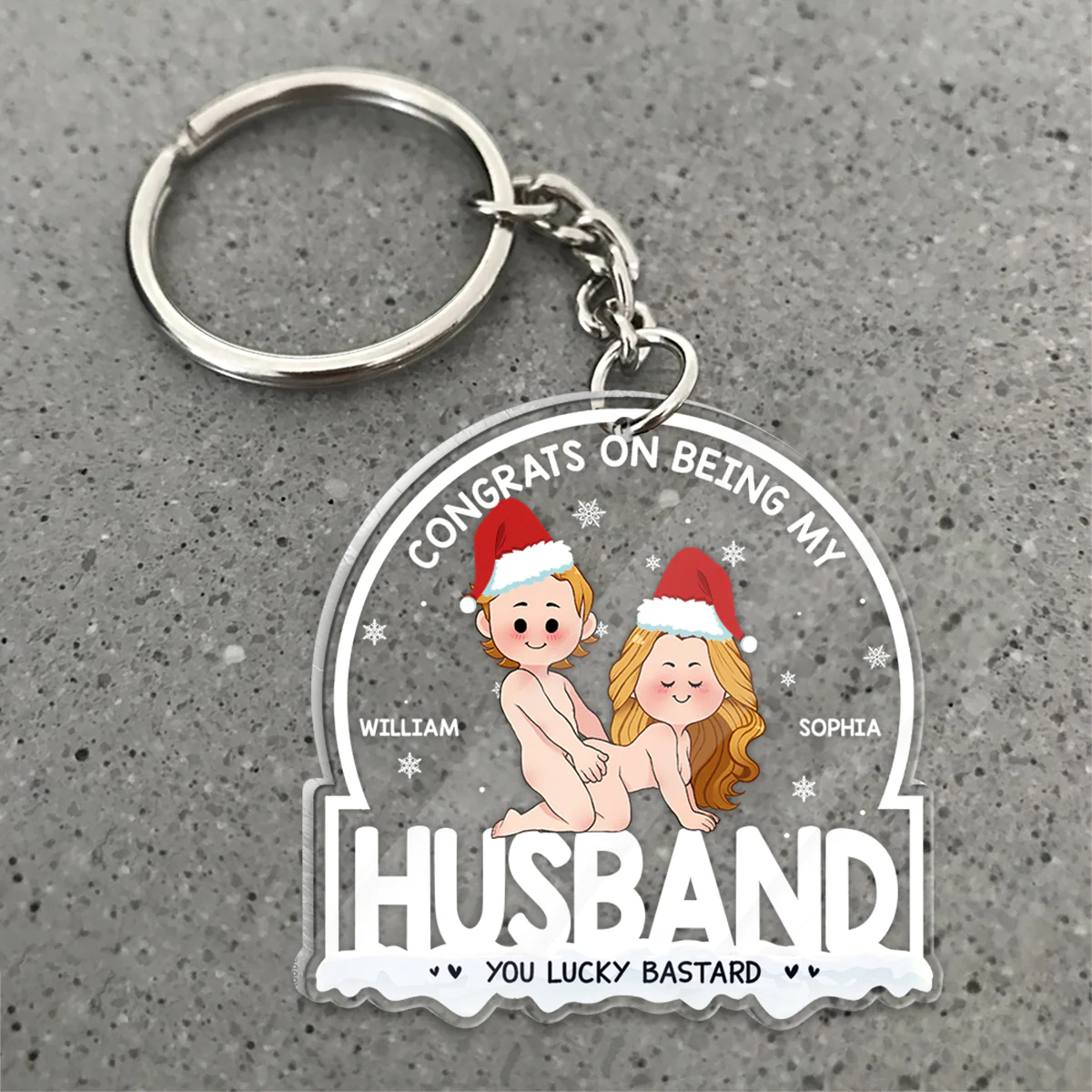 Congrats On Being My Husband - Personalized Couple Keychain