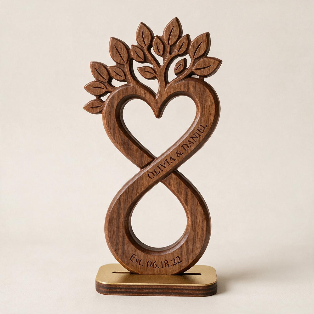 Personalized Infinity Heart Tree Couple Wooden Plaque - Anniversary Gift for Her & Him