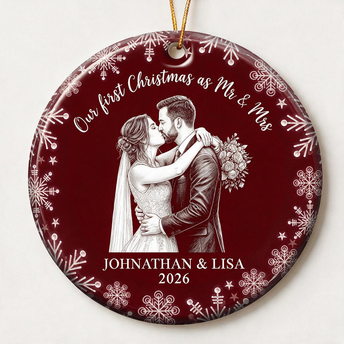 Personalisierte Unser erstes Weihnachten als Mr & Mrs Hochzeits-Paar Ornament, Geschenk für Neuvermählte