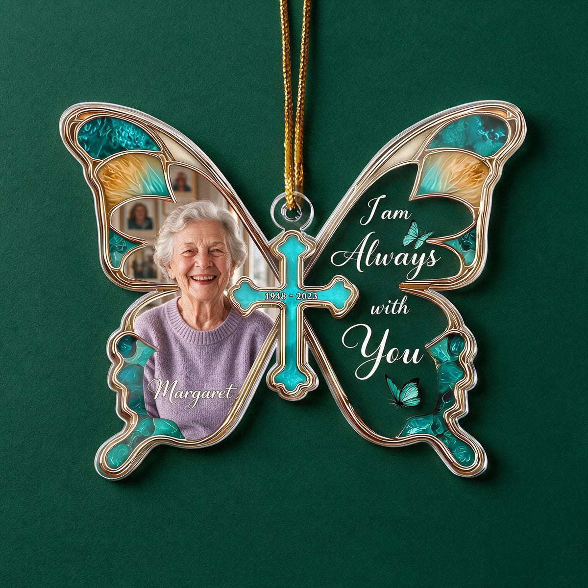 Personalisierte Weihnachts-Schmetterling-Gedenkfoto-Ornament - Ich bin immer bei dir Trauergeschenk