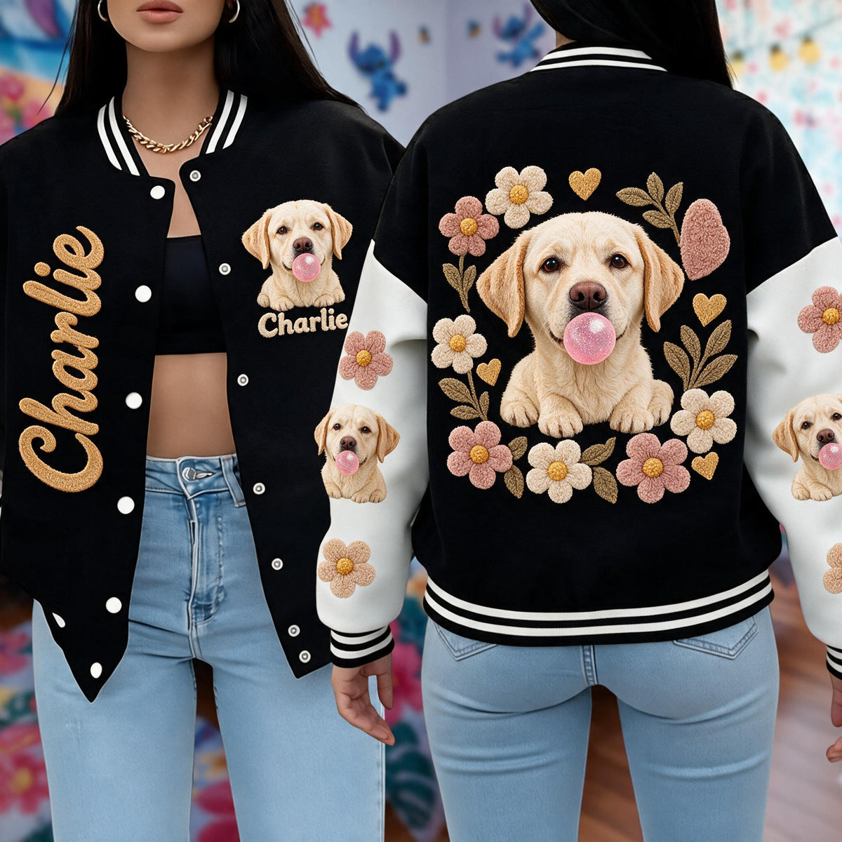 Personalized Yellow Labrador Retriever Varsity Jacket Pet Lover Gift