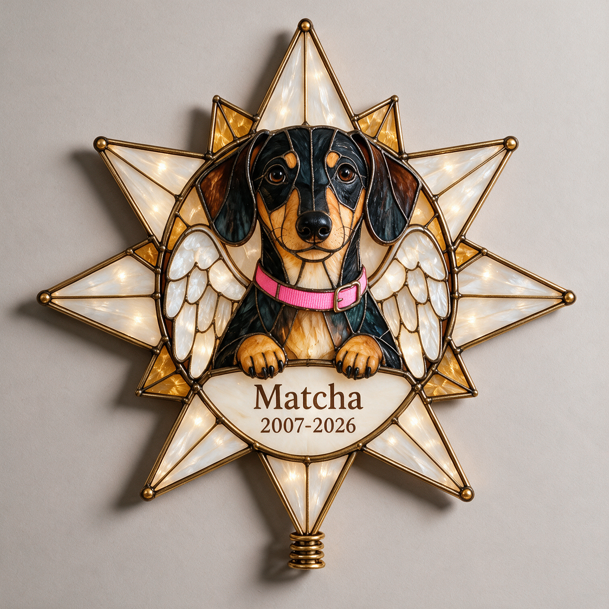 Personalized Dog Memorial Star Christmas Tree Topper