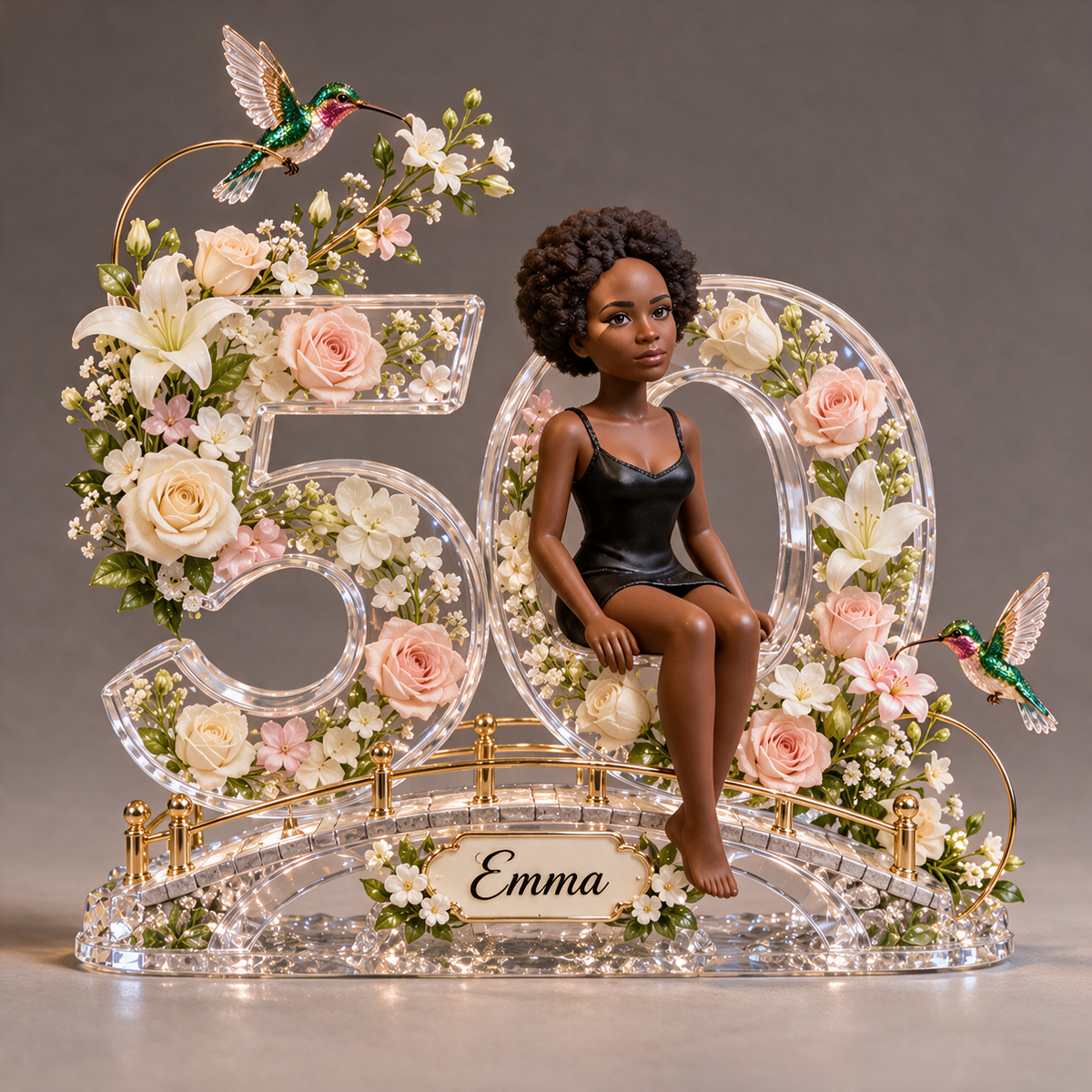 Personalized Custom Photo Hummingbird Acrylic Number Figurine Display - 50th Birthday Gift for Women