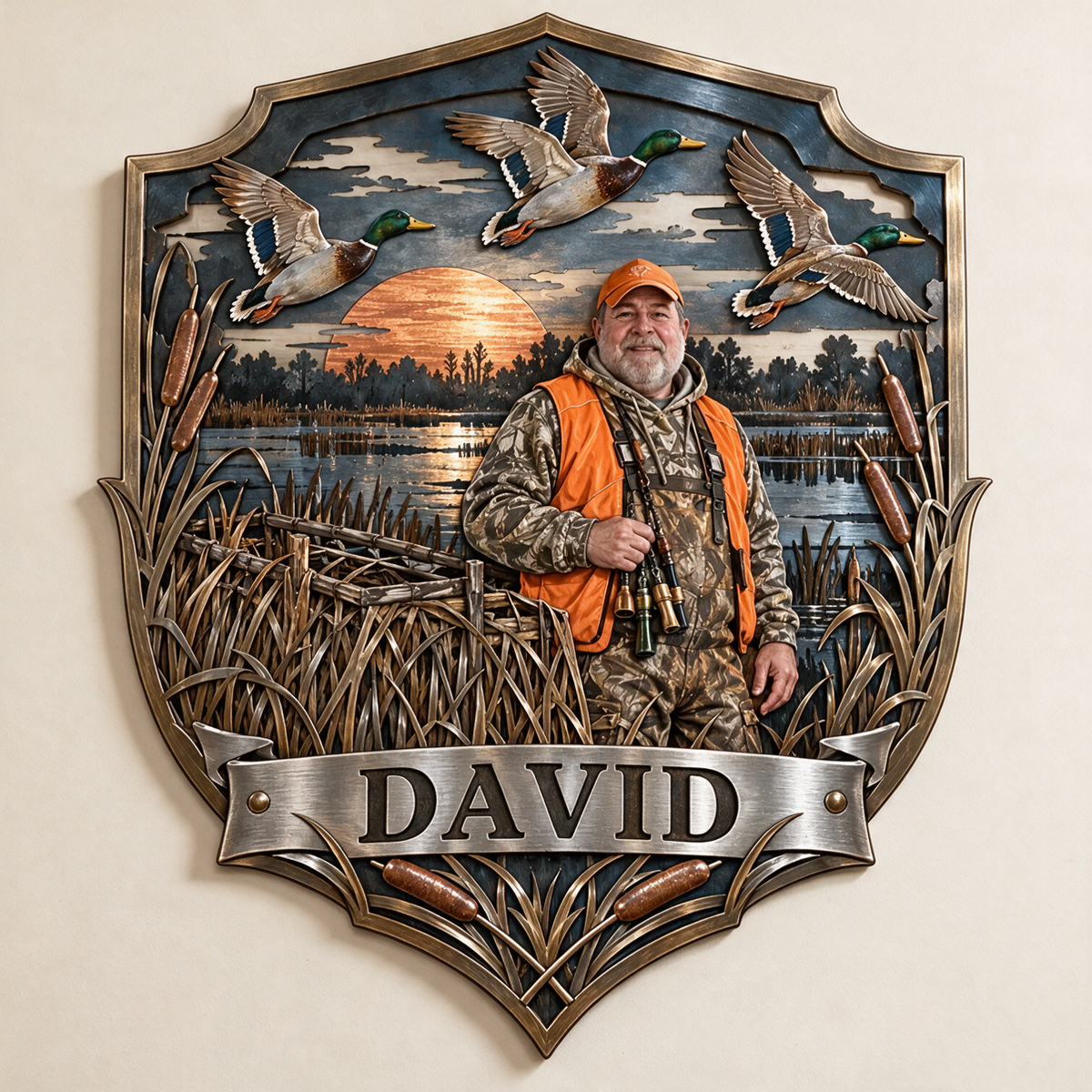 Personalized Custom Photo Duck Hunting 3D Cut Metal Sign - Gift for Older Men