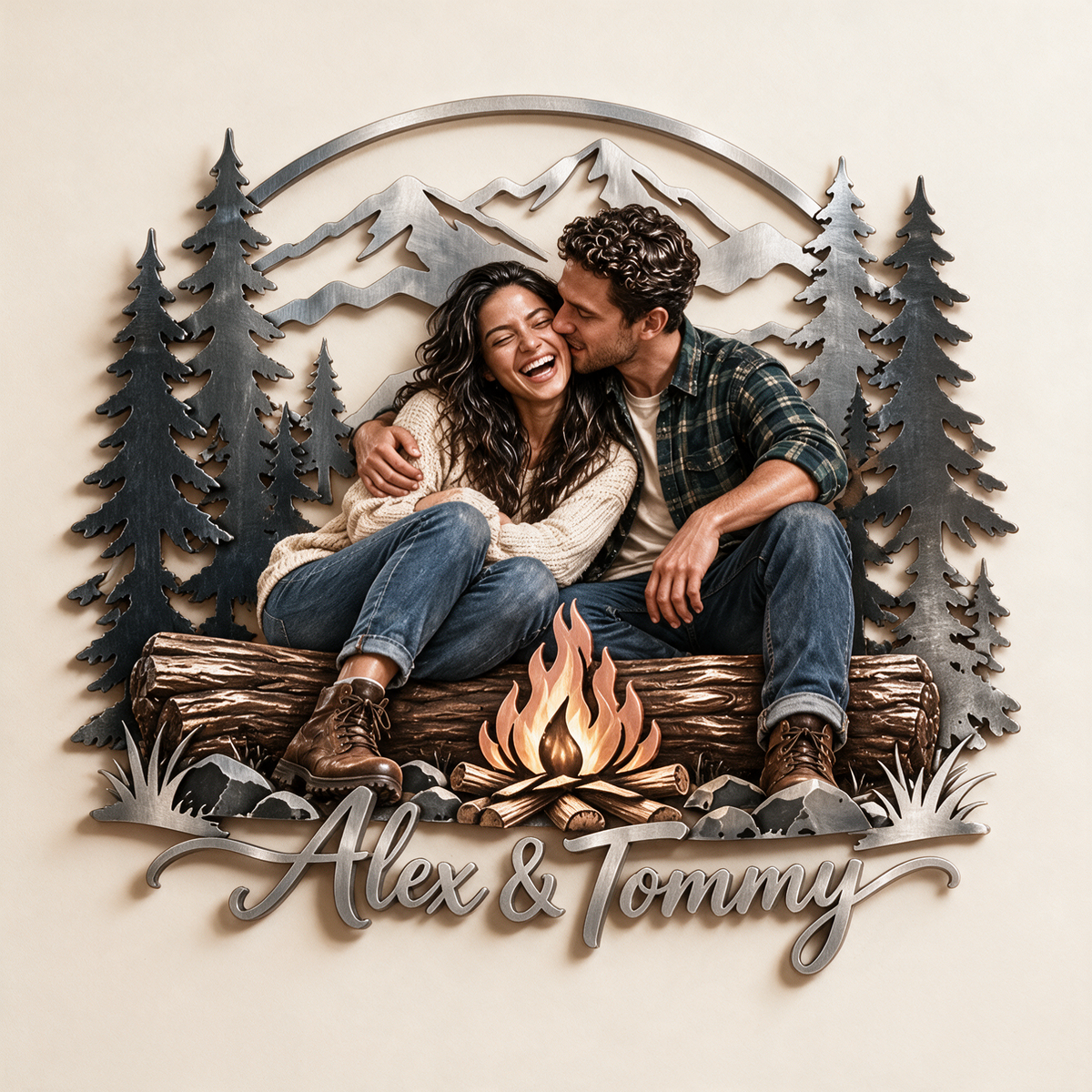 Art mural en métal 3D personnalisé - Cadeau pour couples