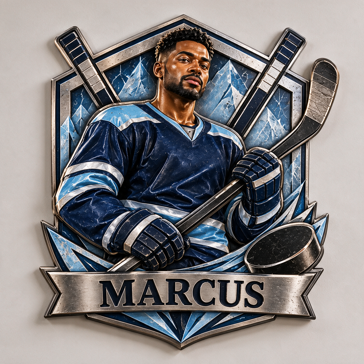 Personalized Custom Photo Ice Hockey 3D Printed Cut Metal Sign - Gift for Young Men
