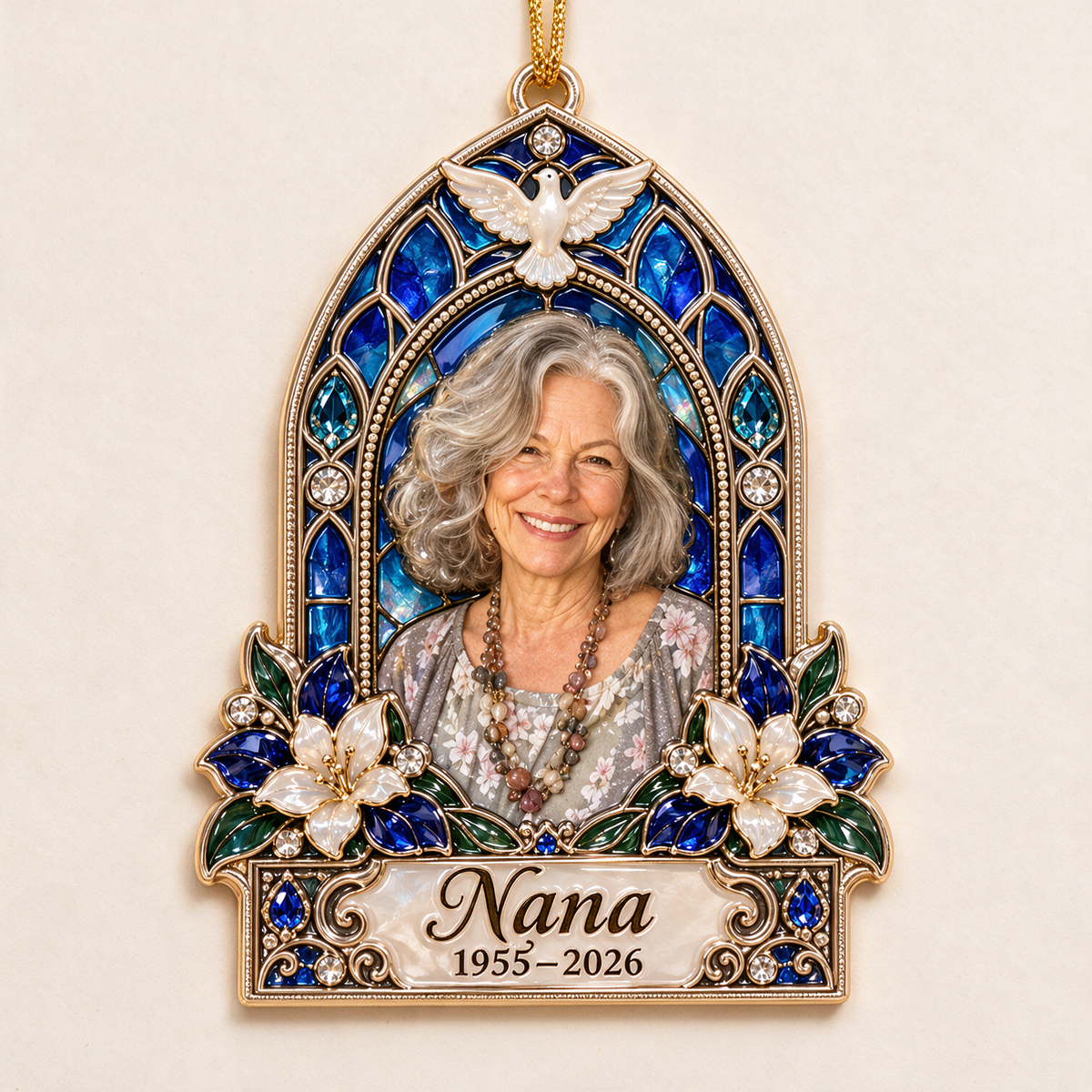 Personalized Custom Photo Dove Memorial Christmas Ornament - In Memory of Grandma