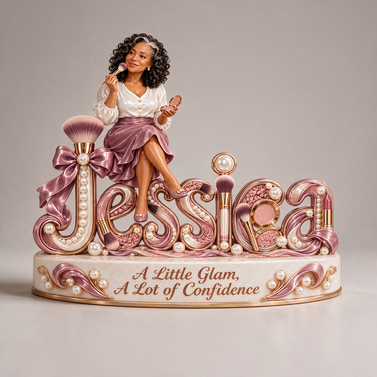 Personalized Custom Photo Makeup Lover 3D Name Figurine - Gift for Older Women