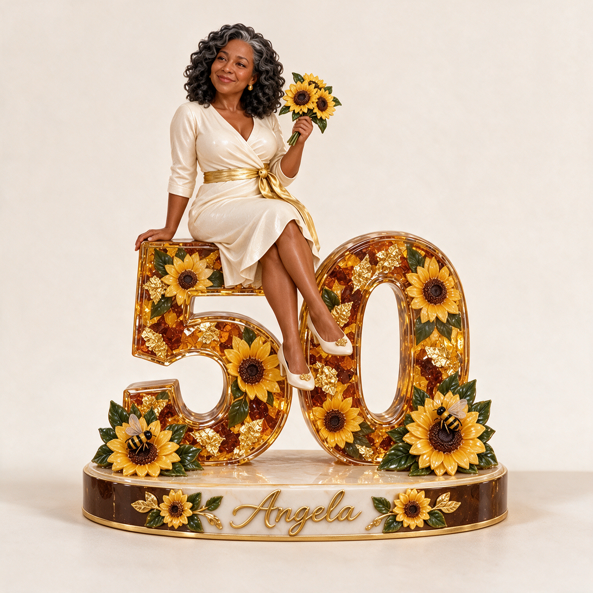 Personalized Sunflower Custom Shaped Acrylic Plaque, Custom Portrait 18th 21st 30th 40th 50th 60th Birthday Gift for Mom, Wife, Girlfriend, Daughter, Sister, Sunflower Lover, Best Friend
