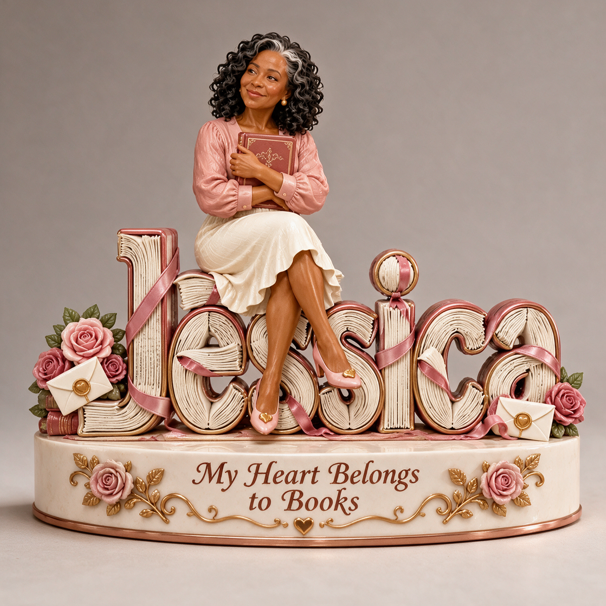 Personalized Custom Photo Romance Book Lover 3D Name Figurine - Gift for Older Women
