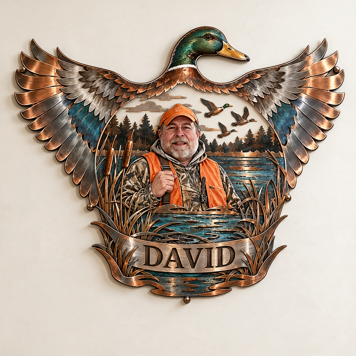 Personalized Custom Photo Duck Hunting 3D Cut Metal Sign - Gift for Older Men