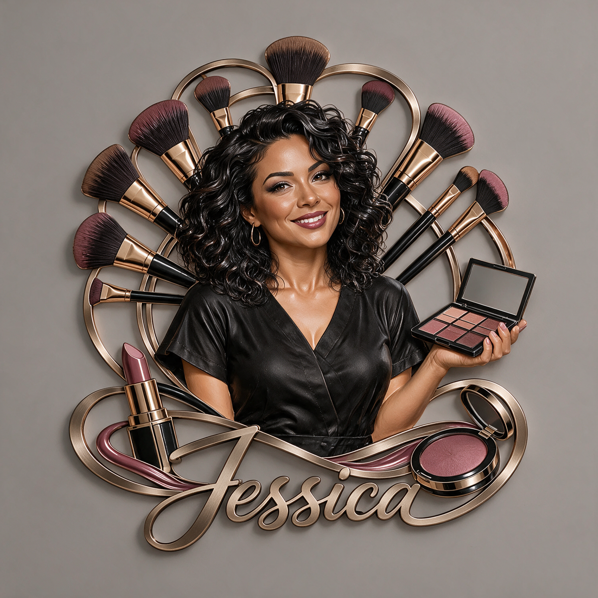 Personalized Custom Photo Makeup Artist 3D Cut Metal Sign - Gift for Women