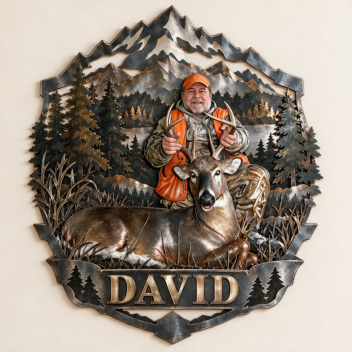 Personalized Custom Photo Deer Hunting 3D Cut Metal Sign - Gift for Older Men