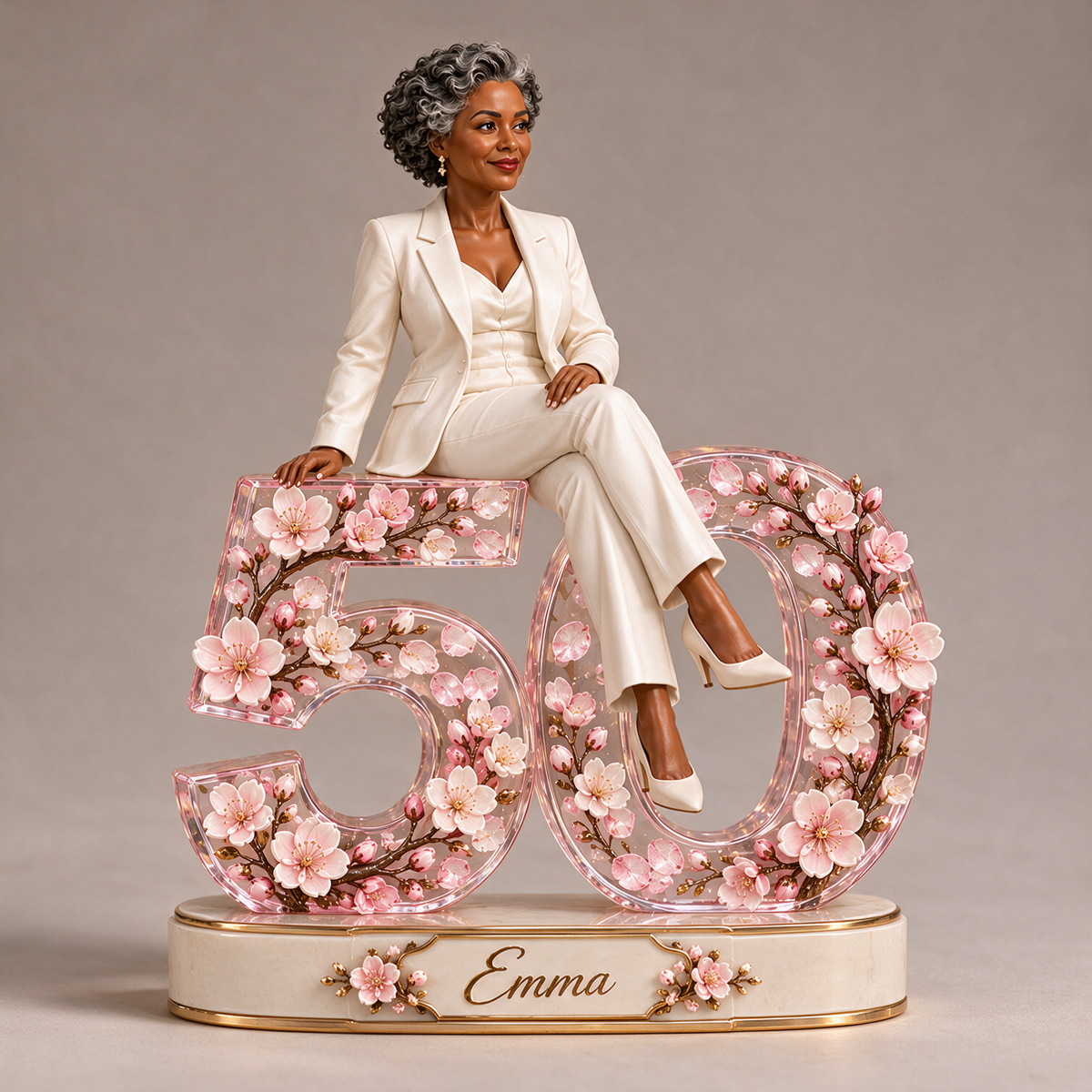 Personalized Custom Photo Cherry Blossom Custom Shaped Acrylic Plaque - 50th Birthday Gift for Women