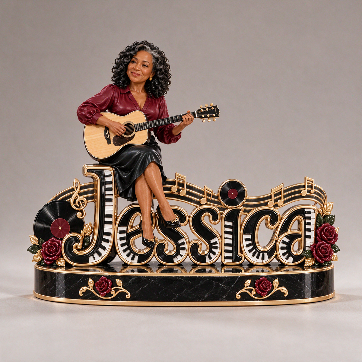 Personalized Custom Photo Guitar Lover 3D Name Figurine - Gift for Older Women