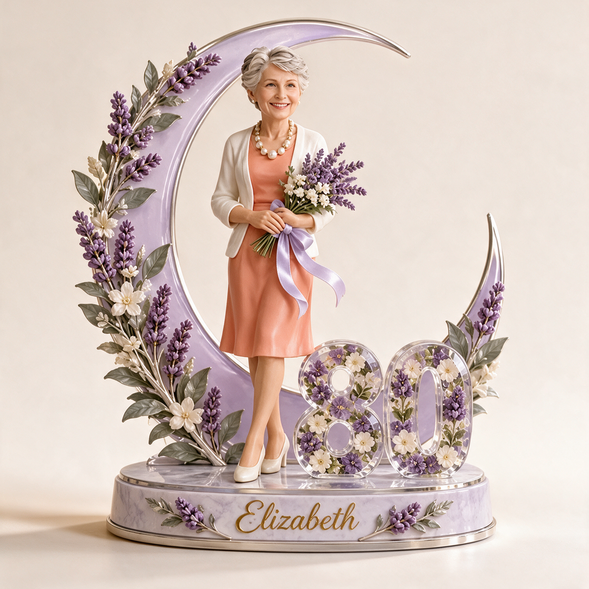 Personalized Birthday Figurine - Custom Portrait, Lavender Moon Keepsake Gift