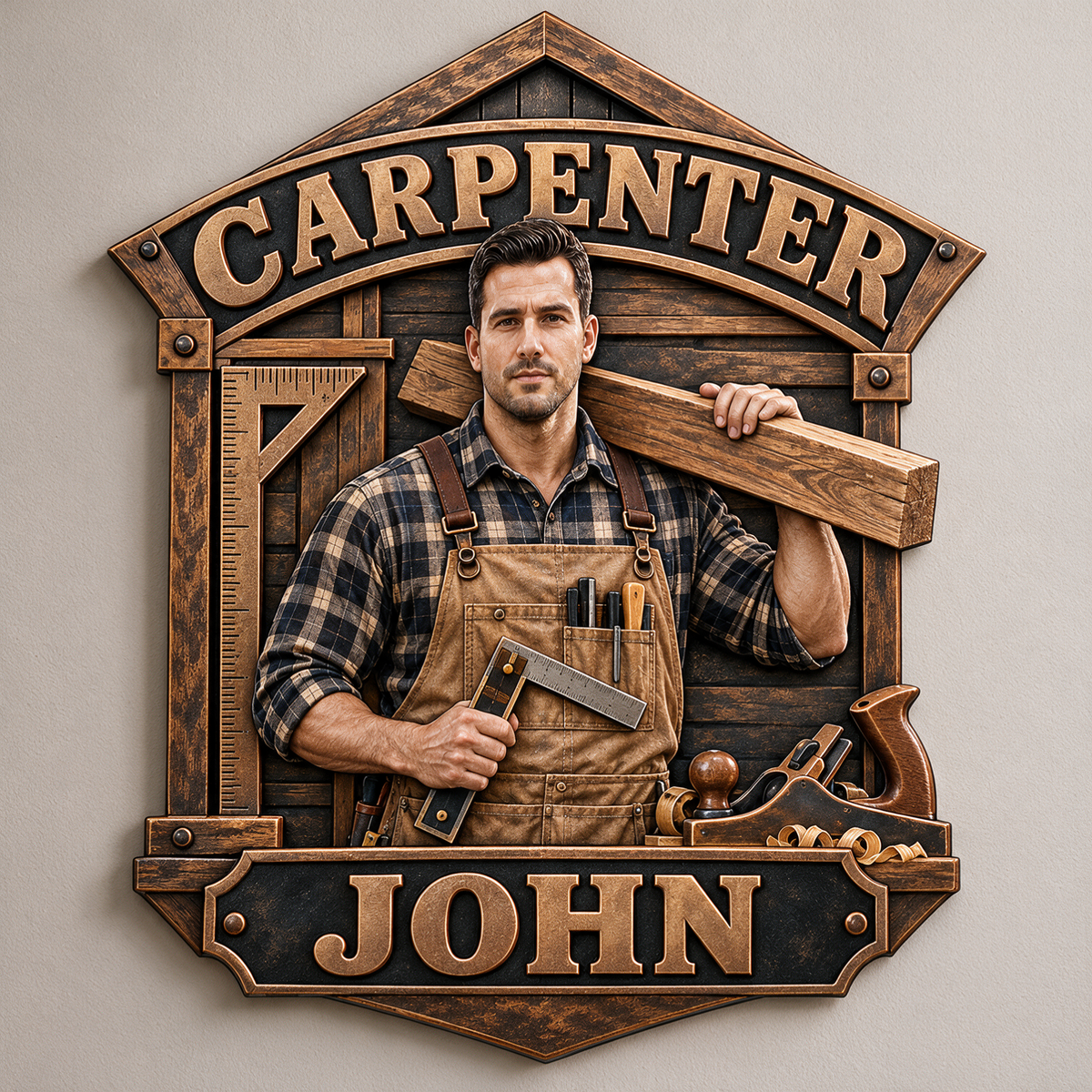 Personalized Custom Photo Carpenter 3D Printed Cut Metal Sign - Gift for Young Men