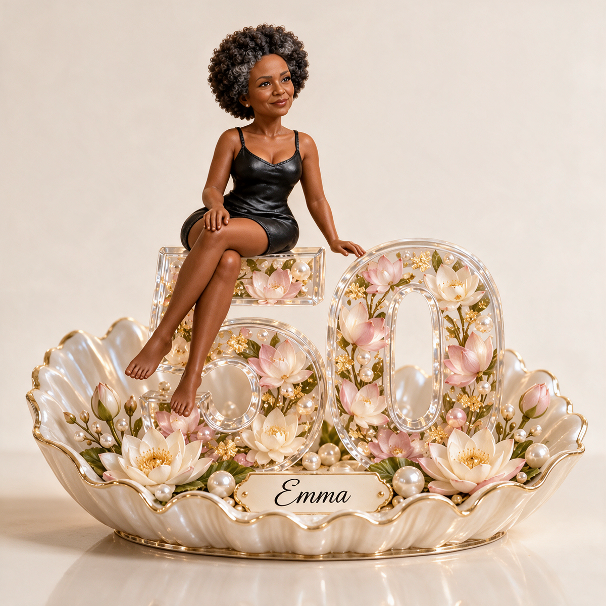Plaque Acrylique Personnalisée en Forme de Lotus - Cadeau d'Anniversaire pour Femme