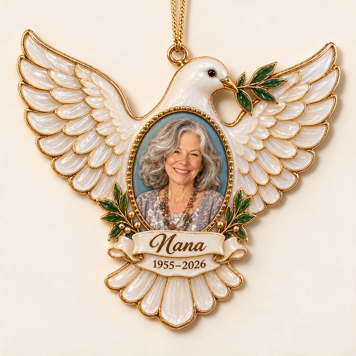 Personalized Custom Photo Dove Memorial 3D Christmas Ornament - Grandmother Remembrance Keepsake