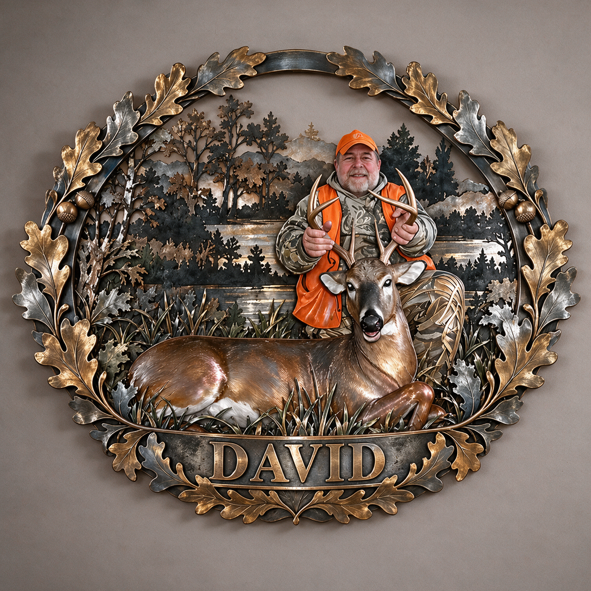 Personalisierte 3D Metalltafel für Jagdfotos - Geschenk für ältere Männer