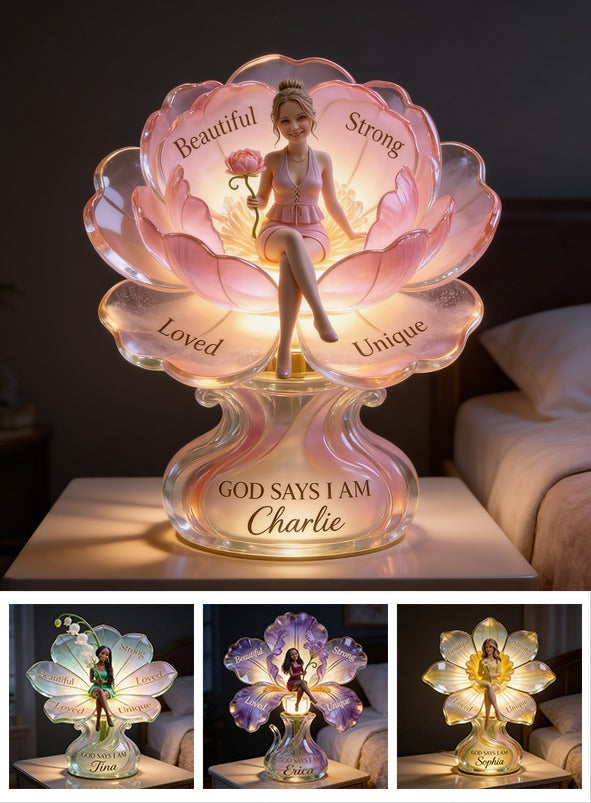 Personalized Woman Self Love Acrylic LED Night Light, Inspirational Gift for Her