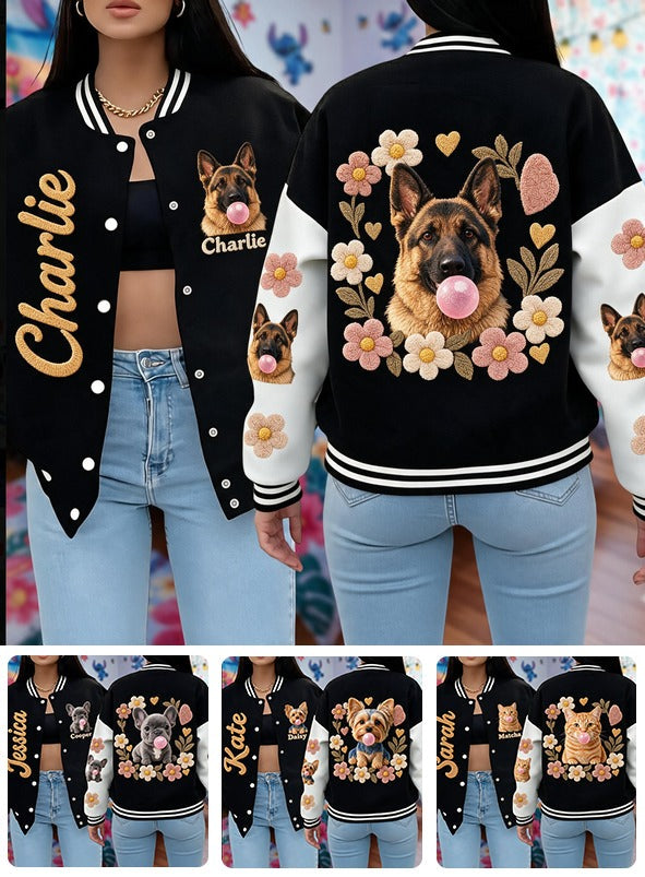 Personalized Black and Tan Adult German Shepherd Varsity Jacket Dog Lover Gift