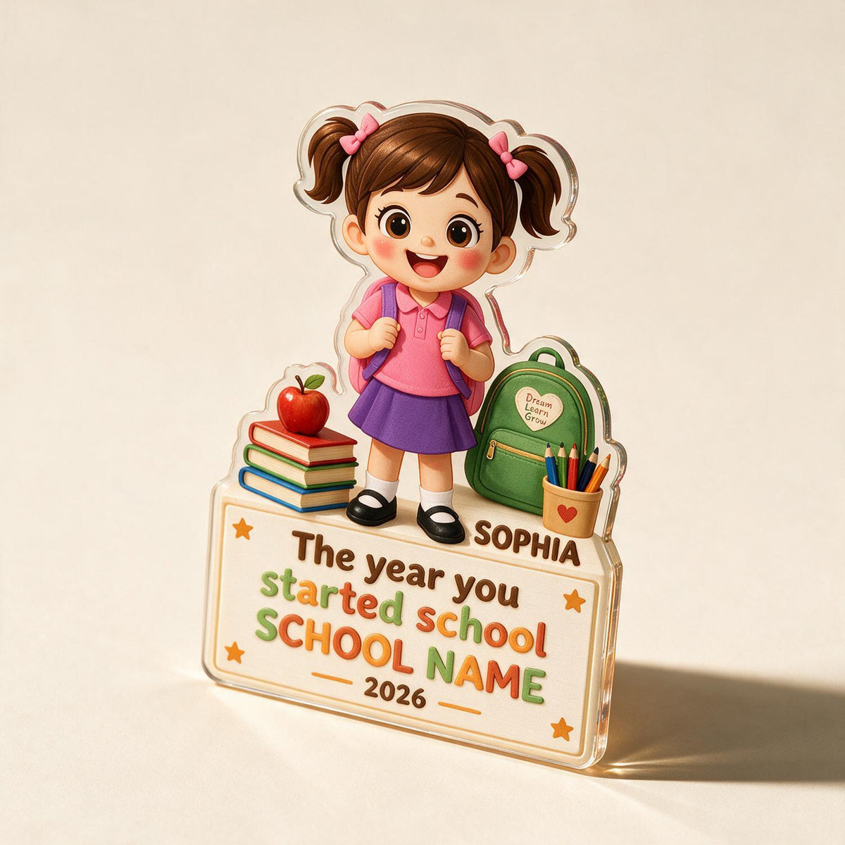 Personalized First Day of School Custom Photo Acrylic Ornament, Back to School Keepsake Gift