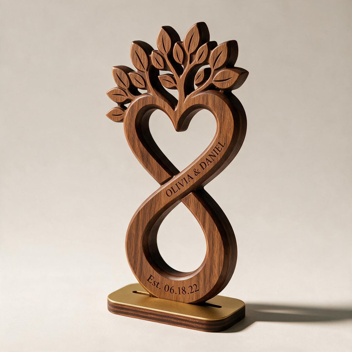 Personalized Infinity Heart Tree Couple Wooden Plaque - Anniversary Gift for Her & Him