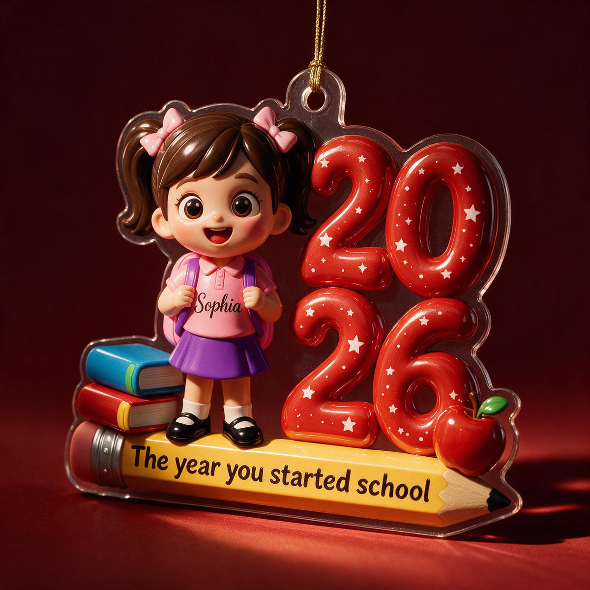 Personalized First Year of School Acrylic Ornament, Custom Photo Back to School Keepsake for Kids