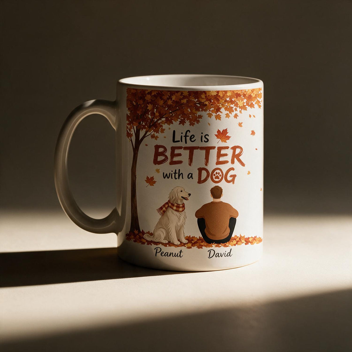 Personalized Fall Dog Dad Life Is Better With A Pet Mug, Custom Pet Dad Gift