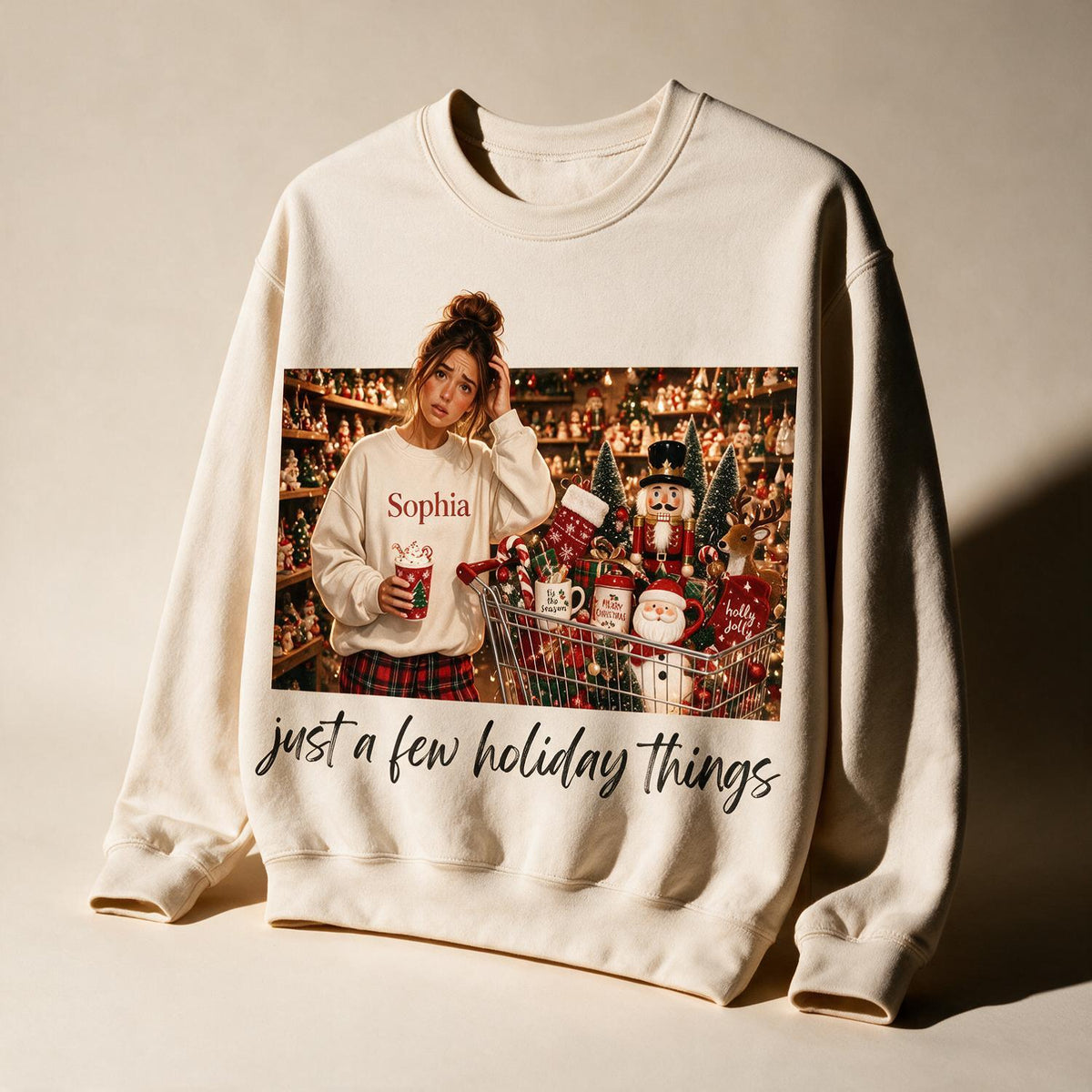 Personalized Christmas Custom Photo Sweatshirt, Just A Few Holiday Things Funny Holiday Gift