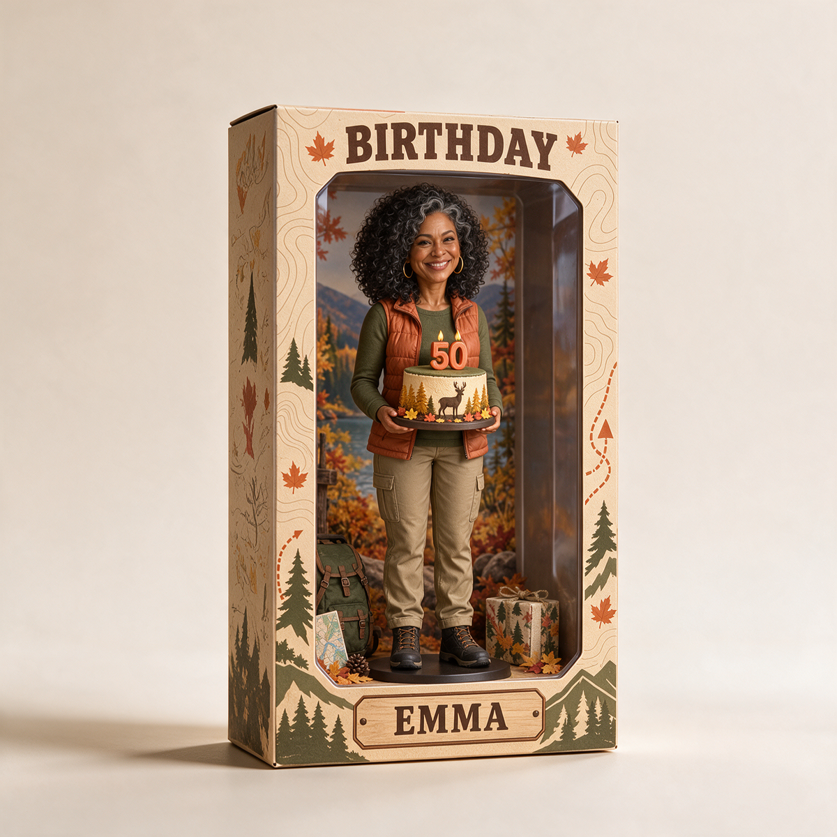 Personalized Hunting Acrylic Display Box - Birthday Photo Figurine Keepsake