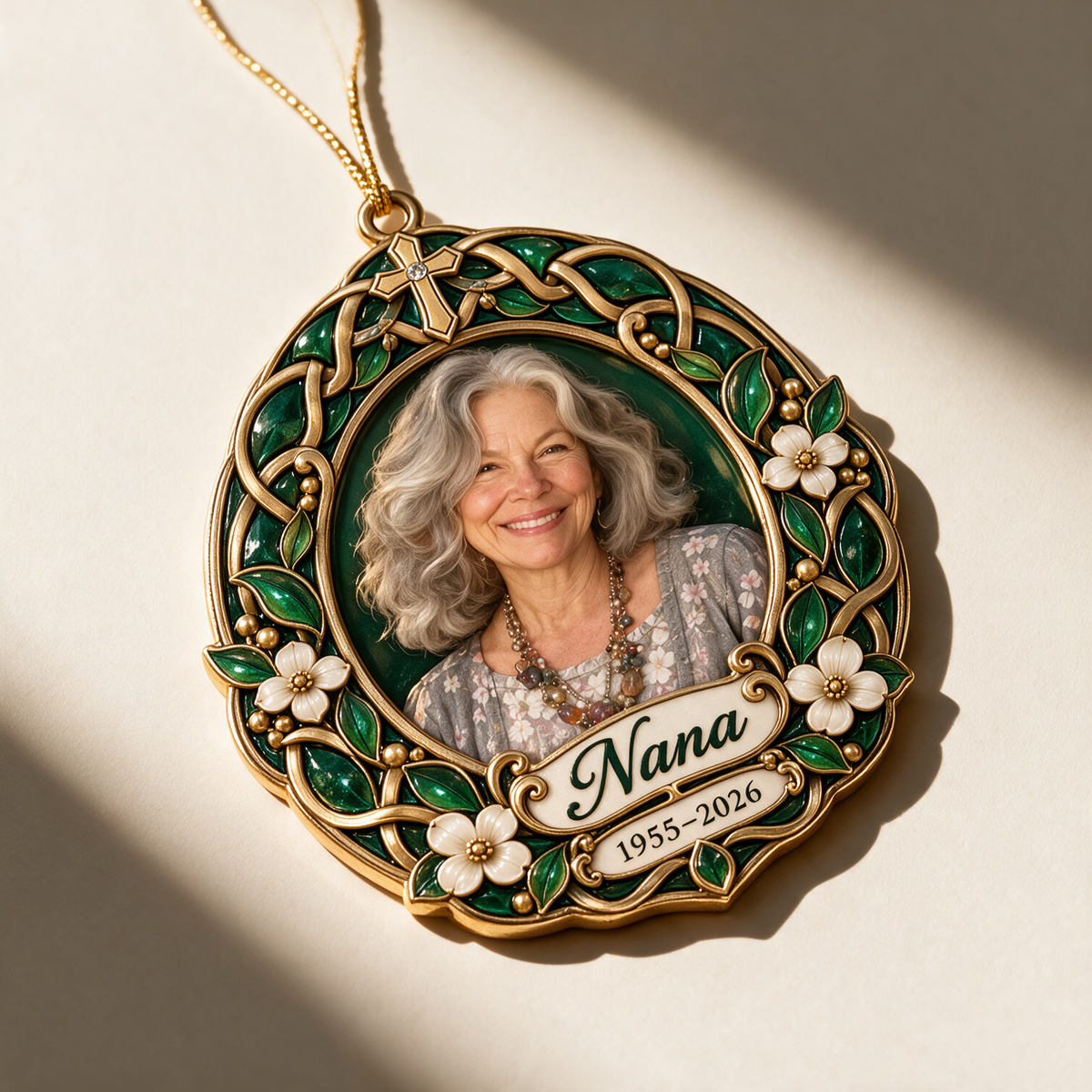 Personalized Custom Photo Celtic Cross Memorial Christmas Ornament - In Memory of Grandma