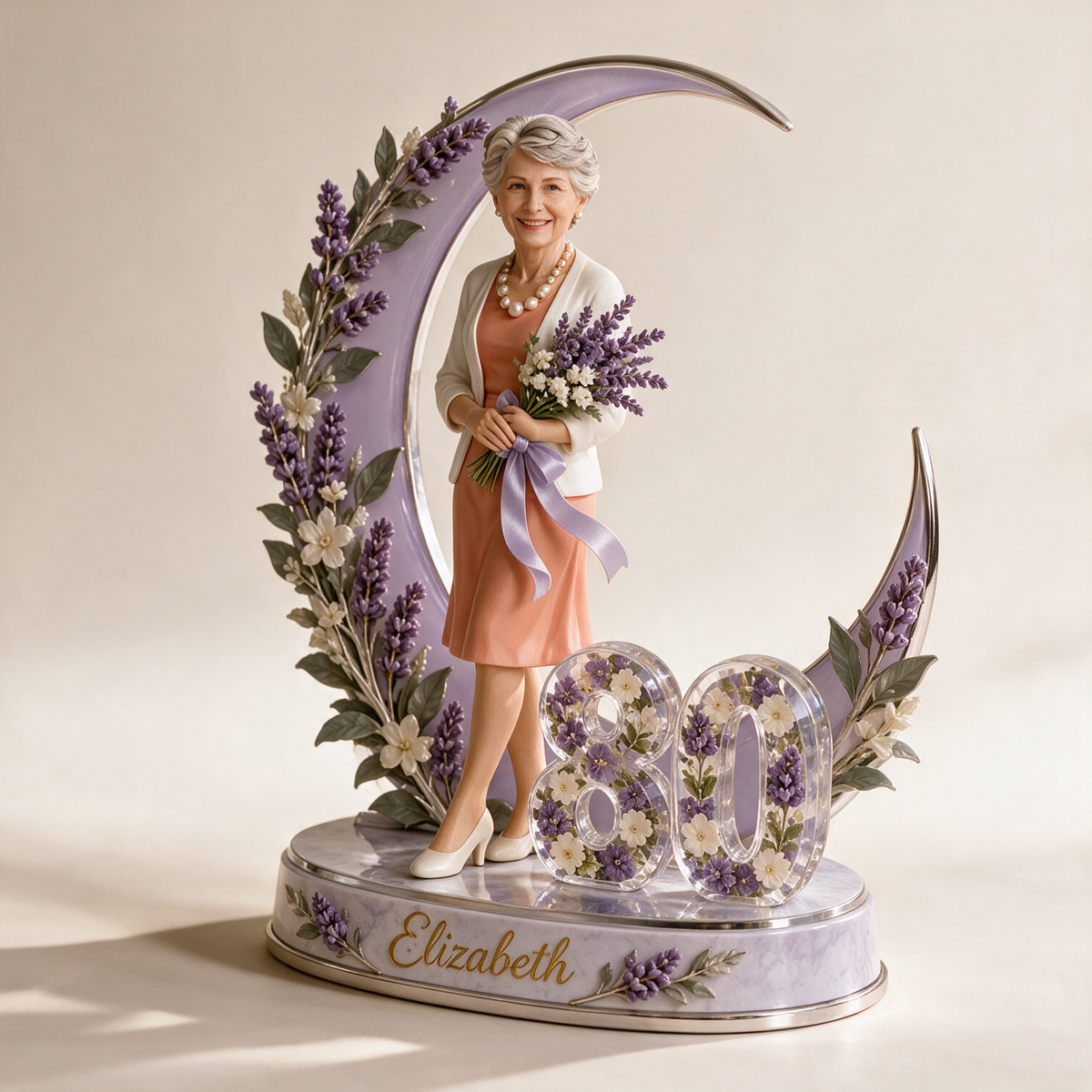 Personalized Birthday Figurine - Custom Portrait, Lavender Moon Keepsake Gift