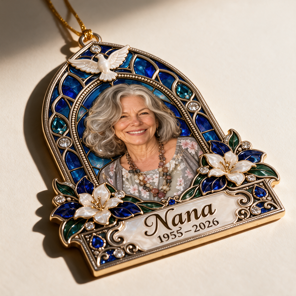 Personalized Custom Photo Dove Memorial Christmas Ornament - In Memory of Grandma
