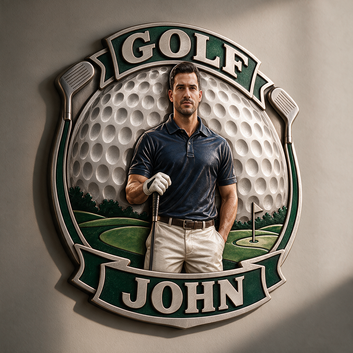 Personalized Custom Photo Golf 3D Printed Cut Metal Sign - Gift for Young Men