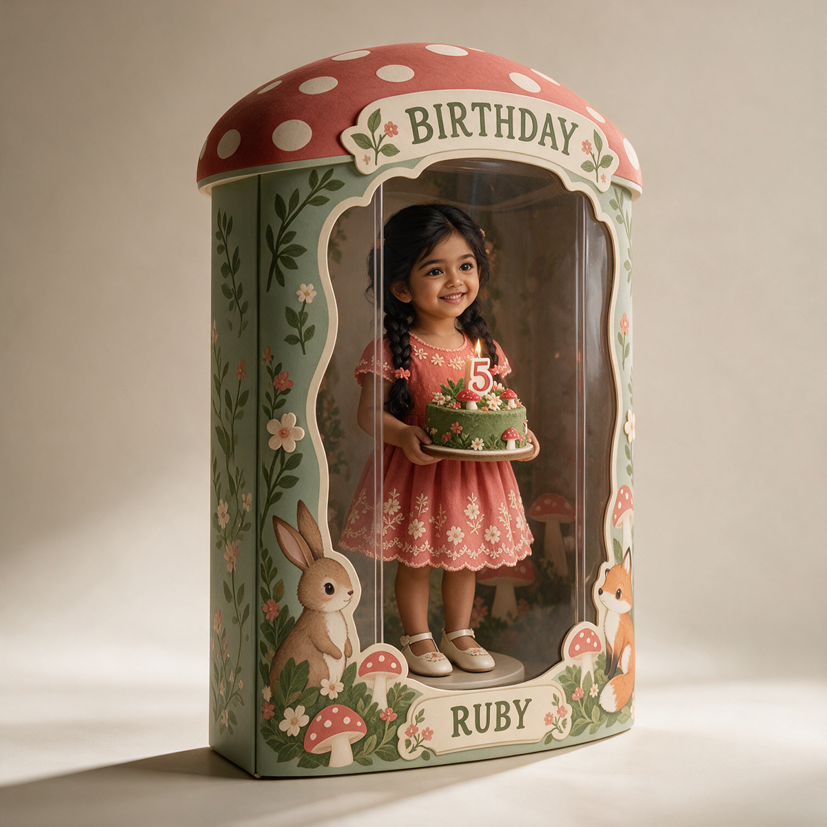 Personalisierte Foto-Wald-Acryl-Displaybox - 5. Geburtstag Geschenk für Mädchen