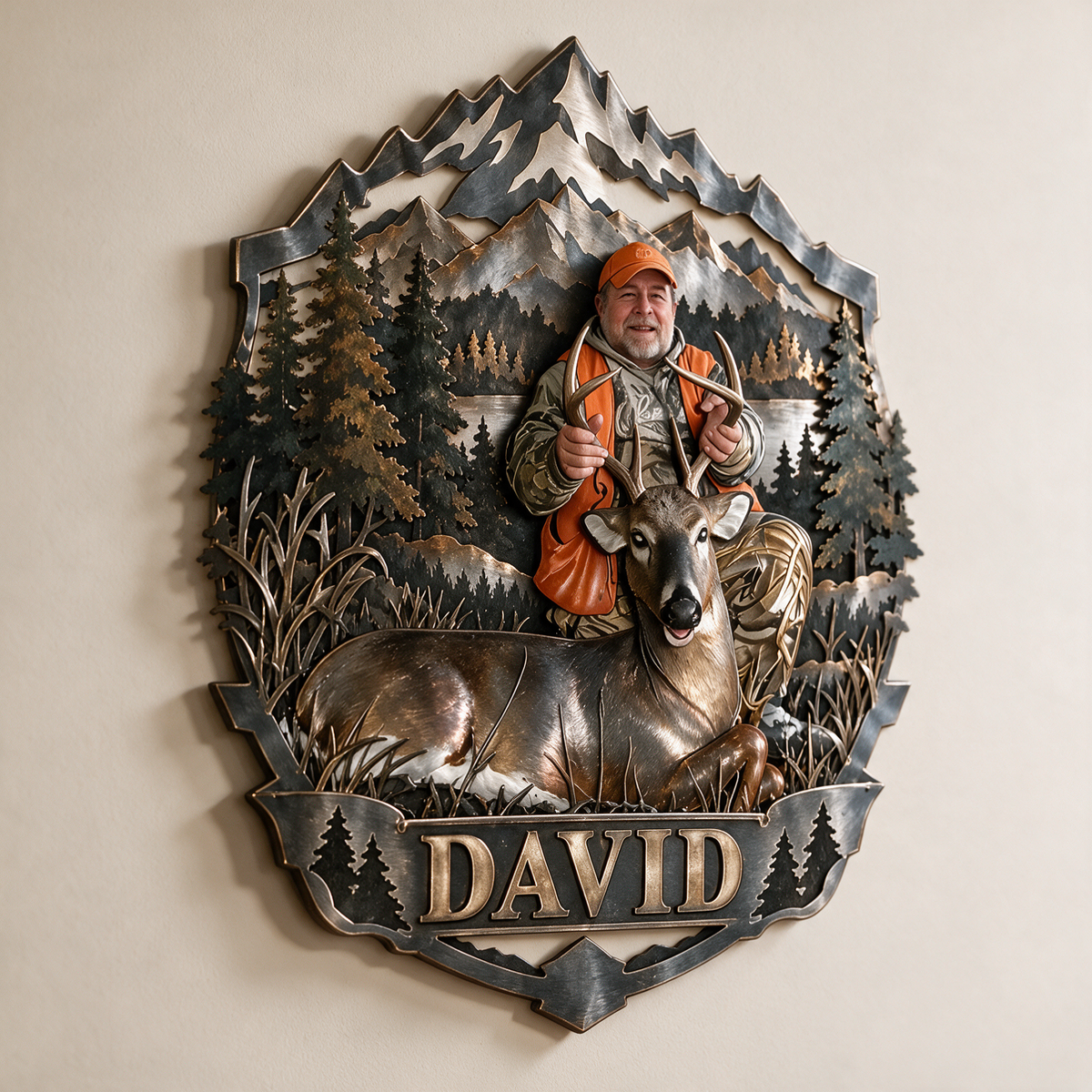 Personalized Custom Photo Deer Hunting 3D Cut Metal Sign - Gift for Older Men